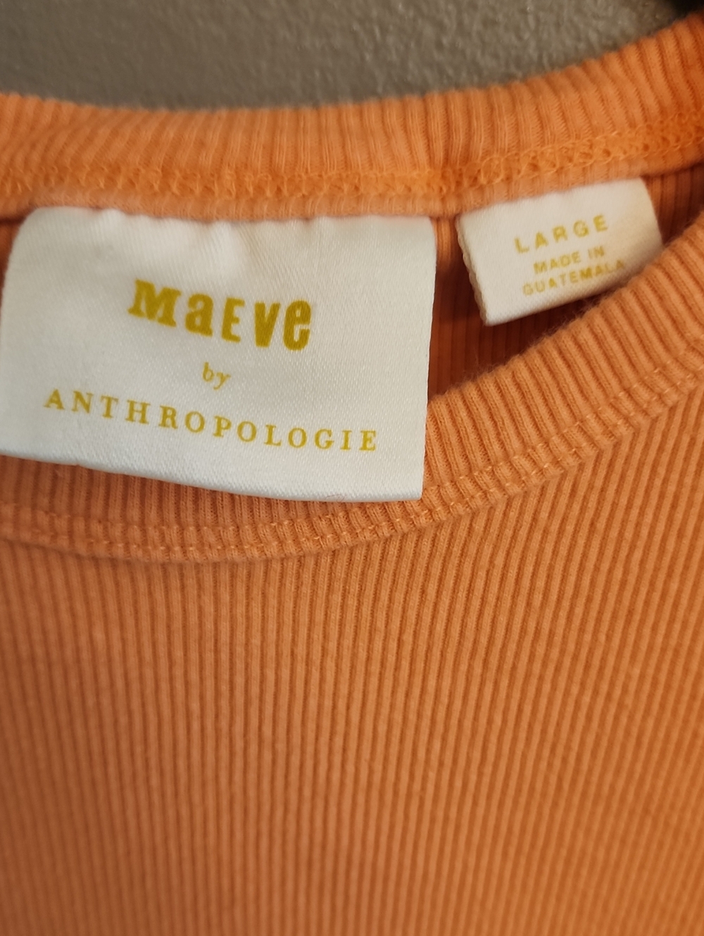 Anthropologie Women's Orange Short Sleeve Cropped Ribbed Tee - Picture 2 of 16